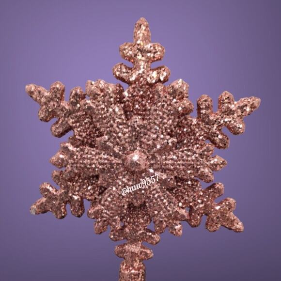 Pink Snowflake Mini Tree Topper Christmas Glitter Decor Metal Spiral - Picture 2 of 4